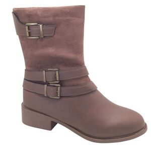 Yoki Womens Brown Darcy-14 Strappy Buckle Riding Roper Boots
